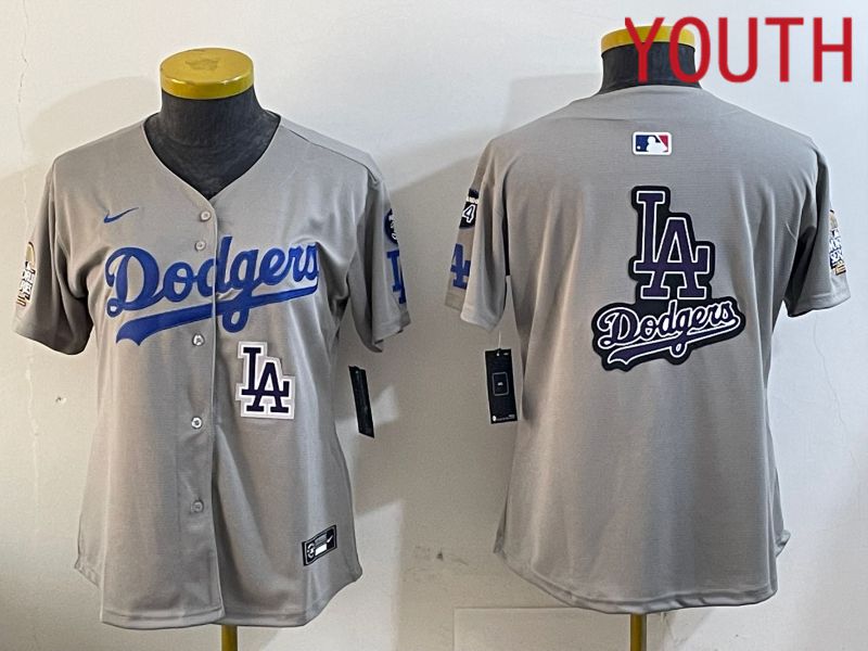 Youth Los Angeles Dodgers Blank Grey Game 2024 Nike MLB Jersey style 12052